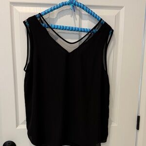 Black Tape_ Black V-Neck Sheer-Trim Camisole